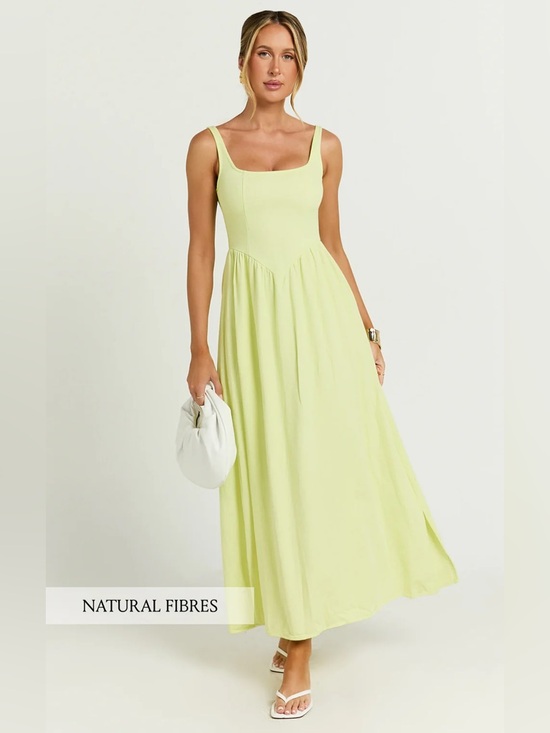 Showpo. Dresses & Skirts - NWT Showpo RHAZIYA MIDI DRESS Sleeveless Square-Neck Maxi Dress in Light Lime 8